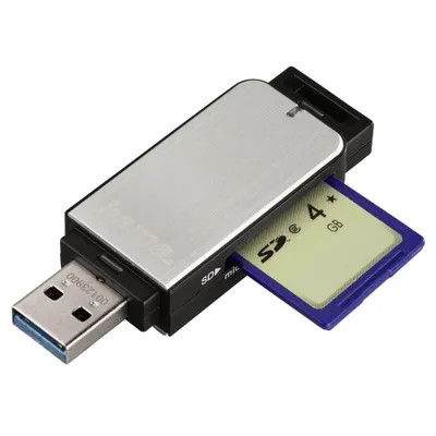 Produktbild von Hama 123900, MicroSD (TransFlash), MicroSDHC, MicroSDXC, MMC, SD, SDHC, SDXC, Schwarz, Silber, USB 3.2 Gen 1 (3.1 Gen 1), 68,1 mm, 22,7 mm, 12 mm