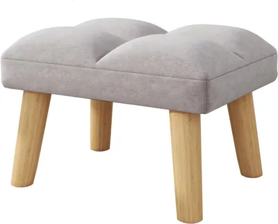 Immagine prodotto di Pouf 40 x 30 x 27 cm, grigio, in velluto, con gambe in legno, modello HBD032G, ideale per il soggiorno