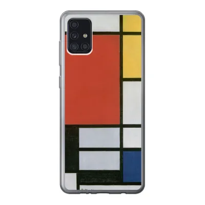 Produktbild von MuchoWow® Handyhülle Schutzhülle Hülle für Samsung Galaxy A52 5G Komposition 2 in Rot Blau und Gelb - Piet Mondrian Silikon Softcase Handy Hülle - Umschlag