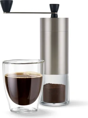 Produktbild von Tchibo manuelle Kaffeemühle, Keramikmahlwerk, einstellbarer Mahlgrad, Silber