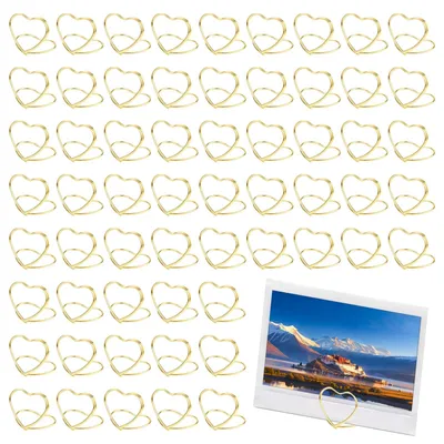 Productafbeelding van Kaarthouders - Hartvormig, van metaal - voor bruiloften - Goud - 2,9 x 2,5 cm - 60 stuks