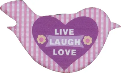 Produktbild von Magnet | 10*6 cm | Rosa | Eisen | Vogel | Herz - Blumen leben - lachen - lieben | Clayre & Eef | 6Y1698