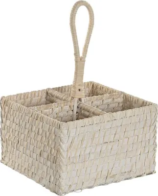Image de Panier à couverts Home ESPRIT Blanc naturel Bambou 19 x 19 x 27 cm