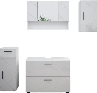 Produktbild von Badmöbel-Set Vicco Irma Weiß Hochglanz 4 Teile, Model 39586