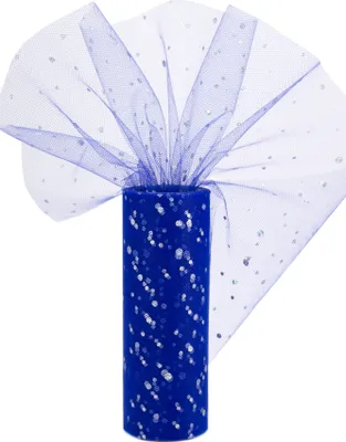 Produktbild von Tüll 15cm mit Glitzer Punkten, 9 Meter, Farbauswahl:blau 352 / königsblau / royalblau