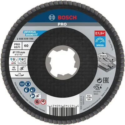 Produktbild von PRO X571 Fächerschleifscheibe X-Lock, abgewinkelt, 115 mm, K60