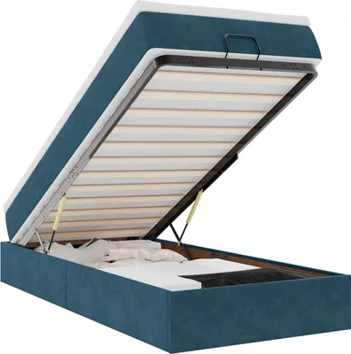 Obrázok produktu pre vidaXL Osmanská posteľ s matracom tmavomodrá 80x200 cm zamat