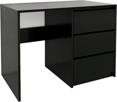 Produktbild von Schreibtisch mit 3 Schubladen, Schwarz, 962x500x752 mm, Laminatplatte, Kugelführungen, Matt Finish, Polen Produktion