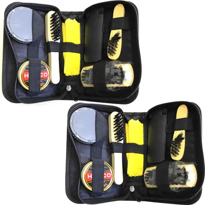 Produktbild von 2x 7-tlg. Schuh Putzset Schupflege Schuhbürsten Lederpflege Schuhputzset Bürste