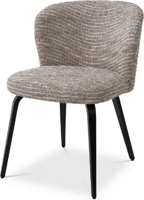 Produktbild von Casa Padrino Luxus Esszimmerstuhl Beige / Schwarz 57 x 69 x H. 81 cm - Gepolsterter Küchenstuhl im Retro Design - Luxus Retro Esszimmer Möbel