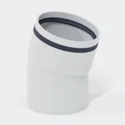 Produktbild von POLOPLAST Bogen, DN125, POLO-KAL 3S, PP-MD, Ø125mm, 15°, weiß, 1 Stk.