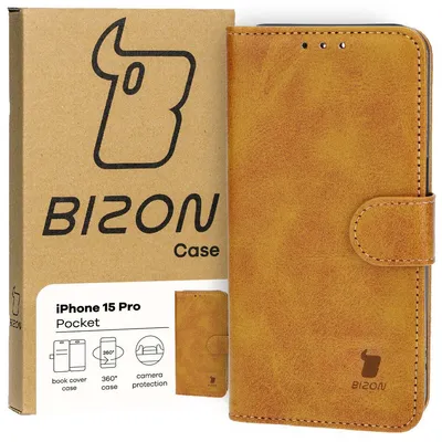 Produktbild von Bizon Case Pocket Flip Case für iPhone 15 Pro, Braun