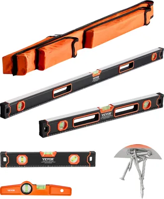 Immagine prodotto di VEVOR Set di livelle a siluro in 4 pezzi, 120/60/40/25 cm, righelli a bolla 45/90/180 gradi, lega di alluminio, strumento di livella magnetica