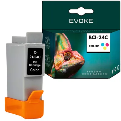 Productafbeelding van Evoke compatibele inkt voor Canon BCI-24C BCI24C 0955A002 6882A002, CMY (Cyaan, Magenta, Geel), 12,3 ml, 320 pagina's, geschikt voor PIXMA i250, i350, i450