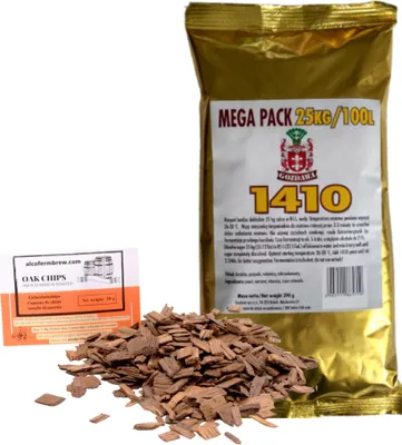 Produktbild von Turbo Hefe 390g – 1410 for 100L + Oak Chips, Turbohefe, Wodkahefe, Hefe für Maische