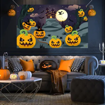 Produktbild von Halloween dekoration flagge kürbis dekoration flagge atmosphäre dekoration hängen flagge