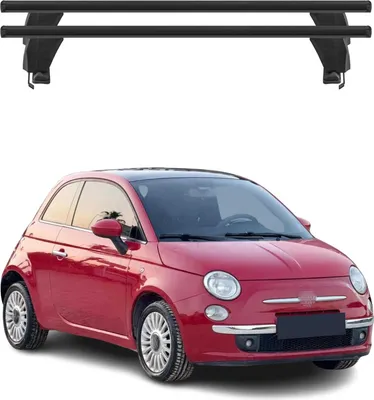 Image de Menabo Barres de toit Transversales pour Fiat 500 2007-2024 Alu Noir ABE 2x