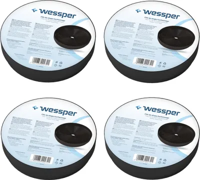 Four round packaging units of Wessper activated carbon filters are arranged in a 2x2 grid.