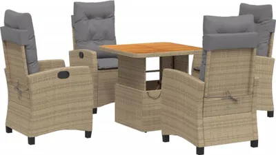 Produktbild von vidaXL 5-tlg. Garten-Essgruppe mit Kissen Beige Poly Rattan