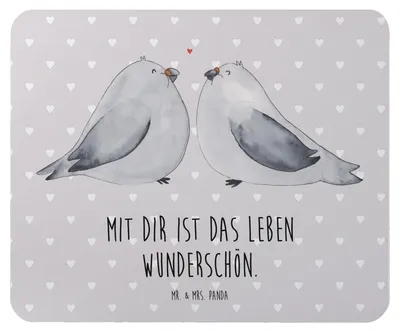 Produktbild von Mr. & Mrs. Panda Mauspad Turteltauben Liebe - Grau Pastell - Geschenk, mausteppich, Mouse Pad, laptop, mousematte, Freundin, Mousepad, Partner, Paar, Hochzeitstag