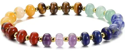 Image de Bracelet de 7 chakras, avec pierres naturelles, idéal pour le yoga, le reiki, la thérapie énergétique, pour femmes et hommes
