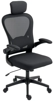 Produktbild von Bürostuhl Ergonomischer Schreibtischstuhl mit Hochklappbaren Armlehnen, Verstellbarer Lendenwirbelstütze Schwarz