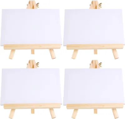 Produktbild von Tafelezeln aus Holz, 4er Set, für 15 x 20 cm Leinwände, kleine Staffelei für Dekoration
