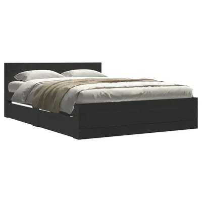 Produktbild von vidaXL Bettgestell mit Kopfteil ohne Matratze Schwarz 140x200 cm