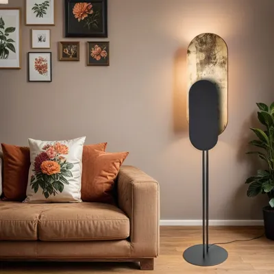 Produktbild von Stehleuchte Holz GX53 163 cm in Schwarz Gold 2-flammig Modern Stehlampe