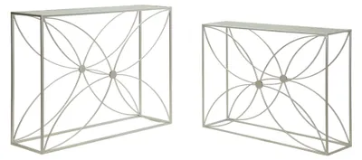 Produktbild von Paradise Konsolenpaar – Glamourös-modern aus Metall und Glas – Silberne Blumendekoration – Malerisches und strahlendes Design