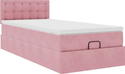 Produktbild von Ottoman-Bett mit Matratze Rosa 80x200 cm Samt