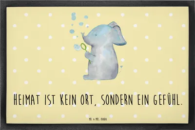 Produktbild von Mr. & Mrs. Panda Schmutzmatte Elefant Seifenblasen 40 x 60 cm - Gelb Pastell - Geschenk, Heimat, Schmutzfangmatte, Liebe, Gummimatte, Fussmatte, Elefanten, Liebesspruch
