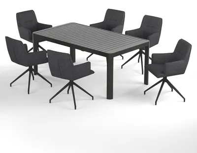 Produktbild von home24 Gartenessgruppe - 7-teilig - Stahl / Polyester