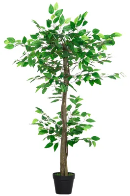 Immagine prodotto di Pianta Artificiale Albero del Tè con 546 Foglie Realistiche e Vaso Cemento 120 cm Verde