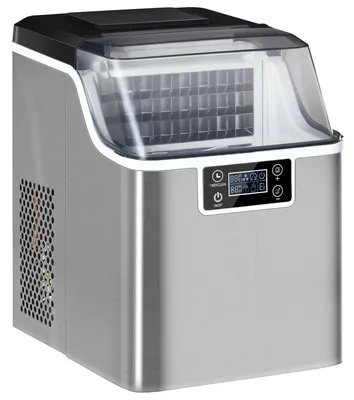 Produktbild von Zimilo Eiswürfelmaschine, 20 kg Eis pro Tag, 3,2 Liter Wassertank, automatische Reinigung, Sichtfenster, Edelstahl, Silber, für Zuhause und Party
