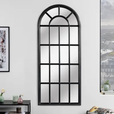 Produktbild von riess-ambiente Design Wandspiegel CASTILLO 140cm schwarz Landhausstil Fenster Dekospiegel Hängespiegel Ganzkörperspiegel Gadrobenspiegel