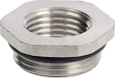 Produktbild von Reduzierung PG/PG von PG13,5x1,41 auf PG9x1,41 MRR13/09 Sechskant Messing (CuZn) vernickelt Anschlussgewinde 6,5mm - 1