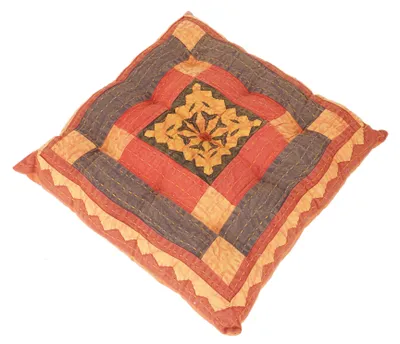 Produktbild von Patchkwork Kissen, Stuhlauflage, Steppkissen, Bodenkissen - Orange, Rot, Baumwolle, Größe: 40*40 cm