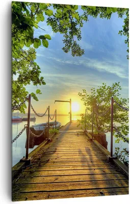 Produktbild von Bild auf Leinwand - Leinwandbild - Einteilig - See Sonnenuntergang Boot Landschaft - 80x120cm - Wand Bild - Wandbilder - Leinwanddruck - Wanddekoration - Leinwand bilder - Wandbild - PA80x120-2573
