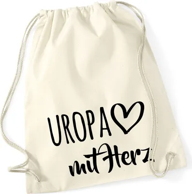 Produktbild von Huuraa Turnbeutel Uropa mit Herz 12 Liter Natural Baumwolle Rucksack Geschenkidee