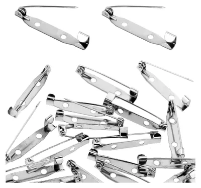 Produktbild von 60 Stück Sicherheitsnadeln, 30 mm Silberne Broschennadeln mit 2 Löchern