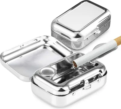 Produktbild von Zigaretten Taschenascher, Taschen Aschenbecher für Unterwegs, Mini-Aschenbecher, Tragbarer Taschenaschenbecher Metall, Reiseaschenbecher mit Deckel Reiseaschenbecher Geruchloser Ascher