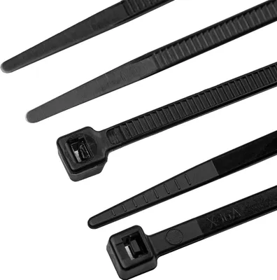 Obrázok produktu pre alca® káblové pásky 4,8*450 mm 50 ks čierne 22 kg pevnosť v ťahu odolné voči UV žiareniu pre vnútorné a vonkajšie upevnenie káblov nylon odolný voči teplote