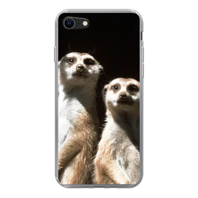 Produktbild von MuchoWow® Handyhülle Schutzhülle Hülle für iPhone SE 2022 Schwarz - Erdmännchen - Tiere Silikon Softcase Handy Hülle - Schutzhülle