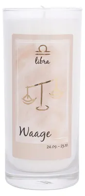 Produktbild von yogabox Sternzeichen Kerze - weiß 14 x 6,5 cm Waage