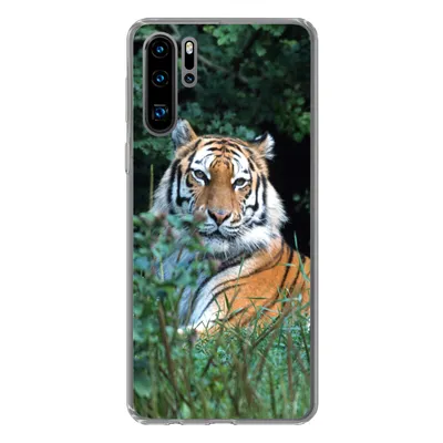 Produktbild von MuchoWow® Handyhülle Schutzhülle Hülle für Huawei P30 Pro Tiger - Gras - Grün Silikon Softcase Handy Hülle - Schutzdeckel