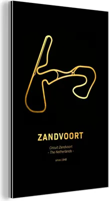 Produktbild von MuchoWow Wanddekoration Metall Metallbild Wandkunst 80x120 cm Rundkurs - Zandvoort - Gold MuchoWow Aluminium Gemälde - Bilder