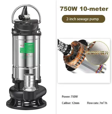 Produktbild von Tauchpumpe - Entwässerungs- und Bewässerungspumpe - 750 W - 10 m Förderhöhe - 220 V - Edelstahl - Selbstansaugend - Für Abwasser