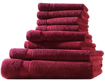 Produktbild von XL-Set 8tlg Frotteetücher Elegance 100% Baumwolle 500 gsm Gästetücher Handtücher Duschtücher Badetücher bordeaux