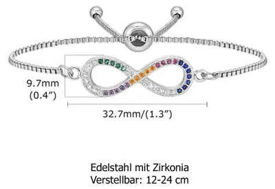 Produktbild von Infinity Armband: Unendlich Armkette Edelstahl Silber